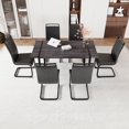 thumbnail image 1 of Newboti Furniture 59"Rural Industrial Rectangular Mdf Black Dining Table Set And Pu Armless Dining Chair Set, 6 Pieces. Kitchen Black Metal Table Leg Dining Chair Set00217, 1 of 13