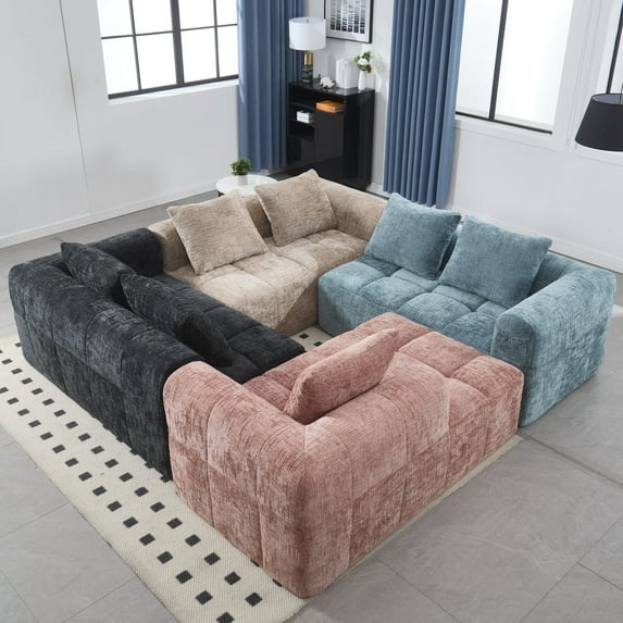 Newboti Furniture 98.42-Inch Modular Sectional Sofa, Modern Modular L-Shaped Sofa With Chaise Longue, Equipped With Small Side Pockets And Free Of Compression During Installation. 82134