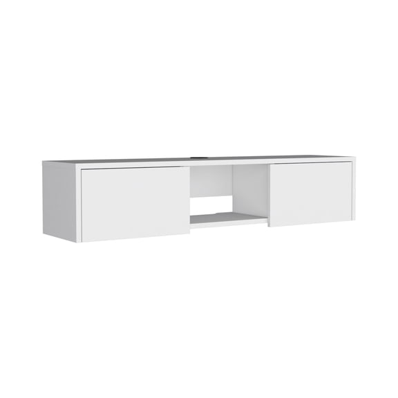 Newboti Furniture Adel Floating TV Stand, Sleek Wall-Mounted Console with 2-Doors, White 43816