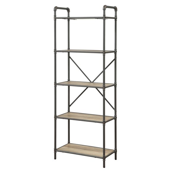 Newboti Furniture Antique Oak and Sandy Grey 5-tier Bookcase BN.1321