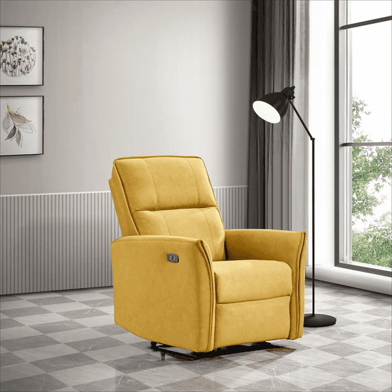 Newboti Furniture Asheville Dark Yellow Suede Recliner Chair 90121