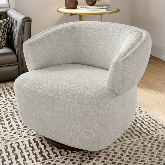 Newboti Furniture Barrel Chair, Fully Assembled Accent Lounge Sofa With 360-Degree Base, Oversized Upholstered Reading Chair-Beige 3293
