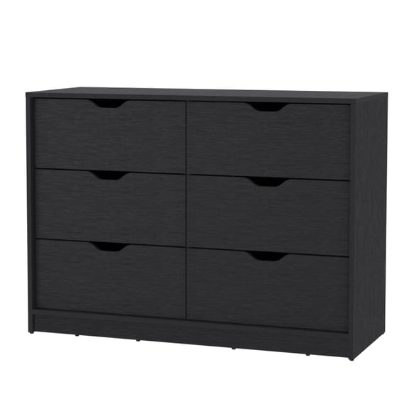 Newboti Furniture Basilea 4 Drawers Double Dresser with 2 pull down Cabinets Black 06783
