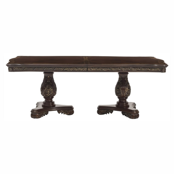 Newboti Furniture Beautiful Traditional Design 1pc Rectangular Dining Table with 2x Extension Leaf Cherry Finish with Gold Tipping BN.5587
