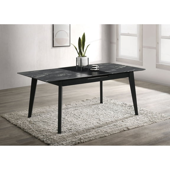 Newboti Furniture Bellingham Black Dining Table with Self-Storing Extension Leaf BN.0022