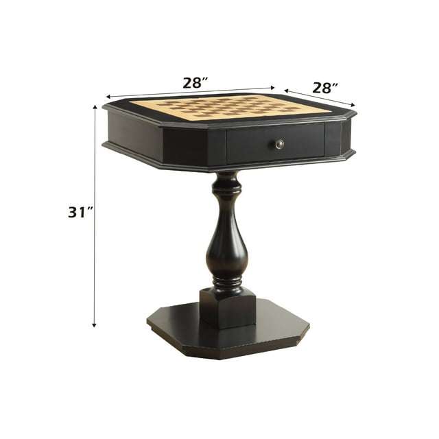Newboti Furniture Black Finish Reversible Chess Checker Game Table w/Game Tray (Chess Fingures Not Included) 42864