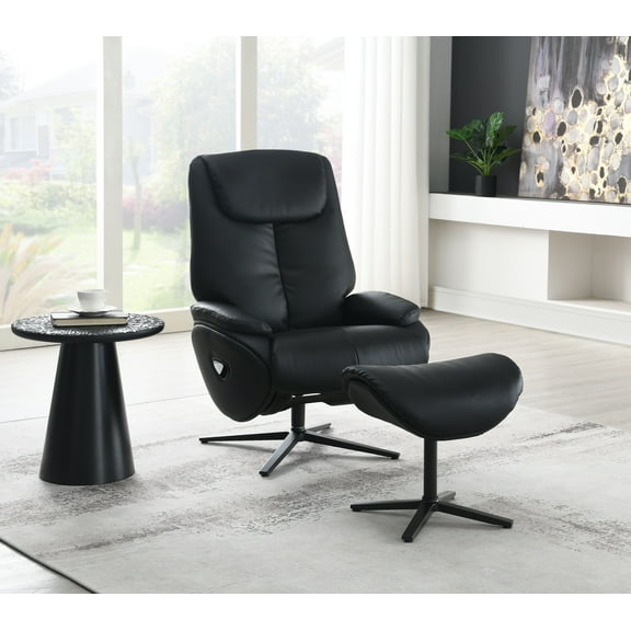 Newboti Furniture Black Motion Swivel Accent Chair With Ottoman 1544