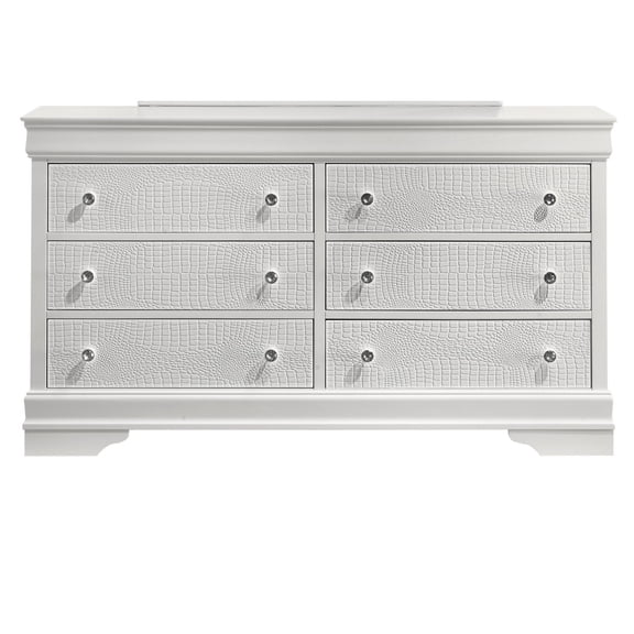 Newboti Furniture Blaze Modern Style 6- Drawer Dresser Made with Wood in White(Only Dresser) BN.3439