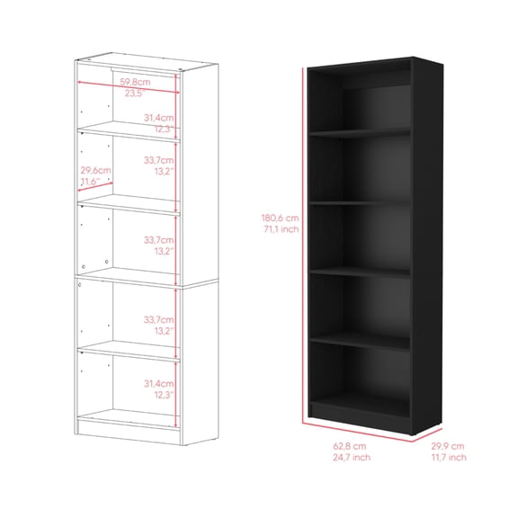 Newboti Furniture Bookcase 4-Shelves Benzoni, Office, Black 40150