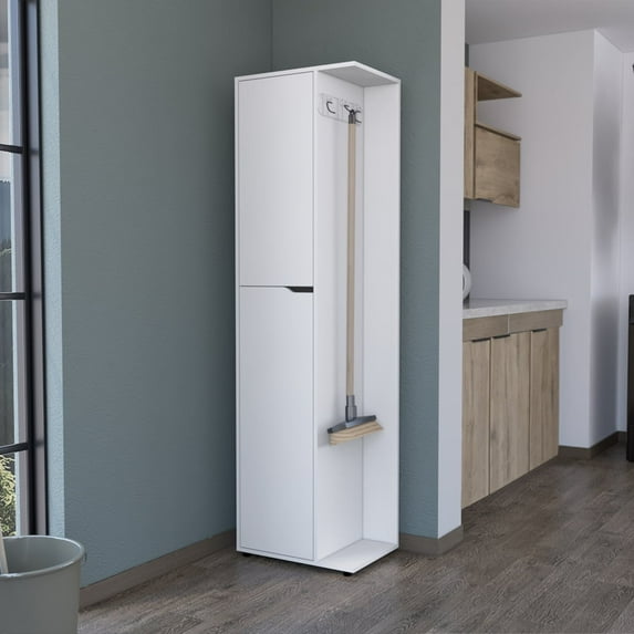 Newboti Furniture Broom Storage Closet Edmond, Kitchen, White 04548