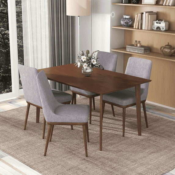 Newboti Furniture Carlos Solid Wood Dining Table and 4 Side Chairs 47028