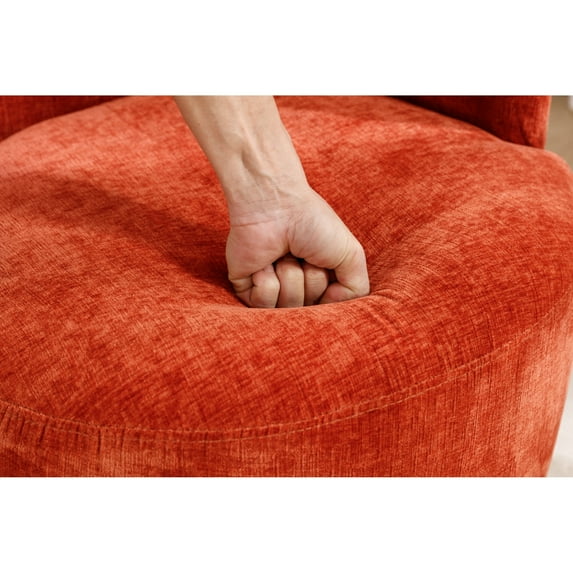 Newboti Furniture Chenille Fabric Swivel Accent Armchair Barrel Chair With Black Powder Coating Metal Ring,Orange 13861