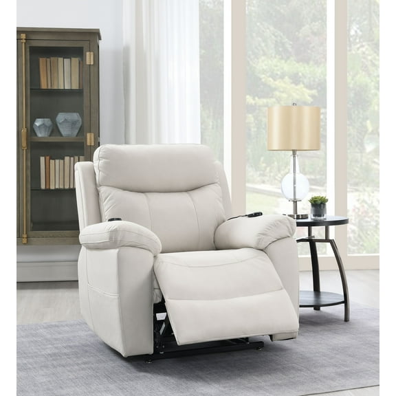Newboti Furniture Chriki Beige Polished Microfiber Power Motion Recliner With Lift, Heating & Massage Chair 4243