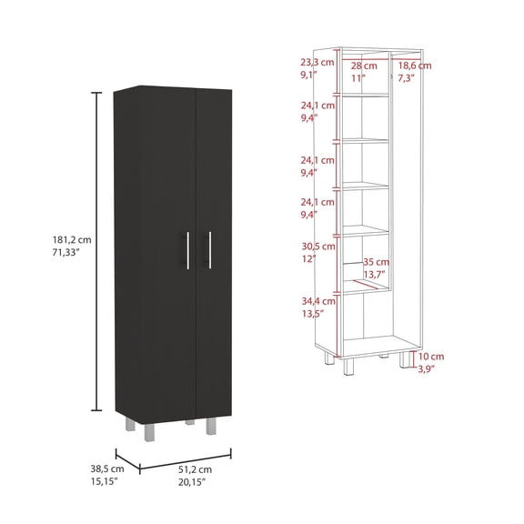 Newboti Furniture Closet Pantry Copenhague, Bedroom, Black / White 40341