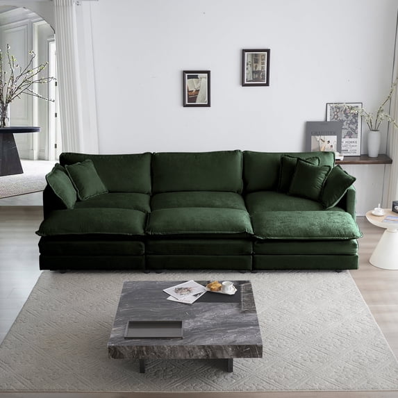 Newboti Furniture Comfortable Deep Seat Reversible Modular 6 Seater Sectional Super Soft Sofa U Shaped Sectional Couch with 3 Ottomans, 3 Toss Pillows and 2 Arm Pillows 86752