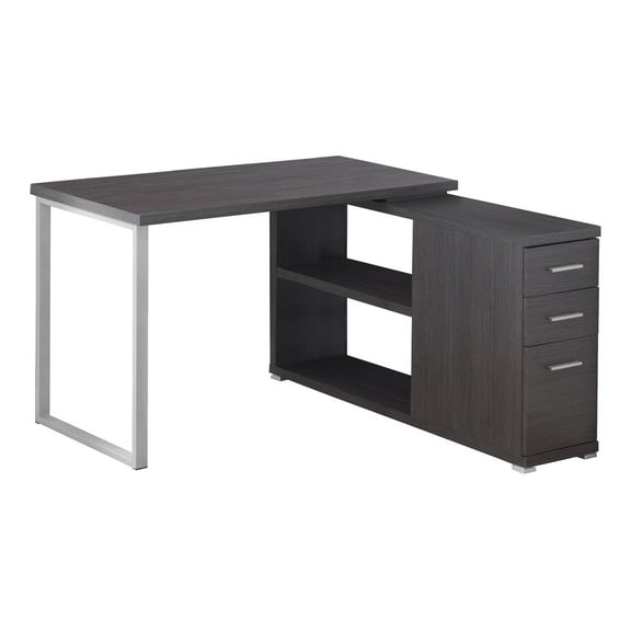 Newboti Furniture Computer Desk, Home Office, Corner, Left, Right Set-Up, Storage Drawers, L Shape, Work, Laptop, Grey Laminate, Metal, Contemporary, Modern 1961