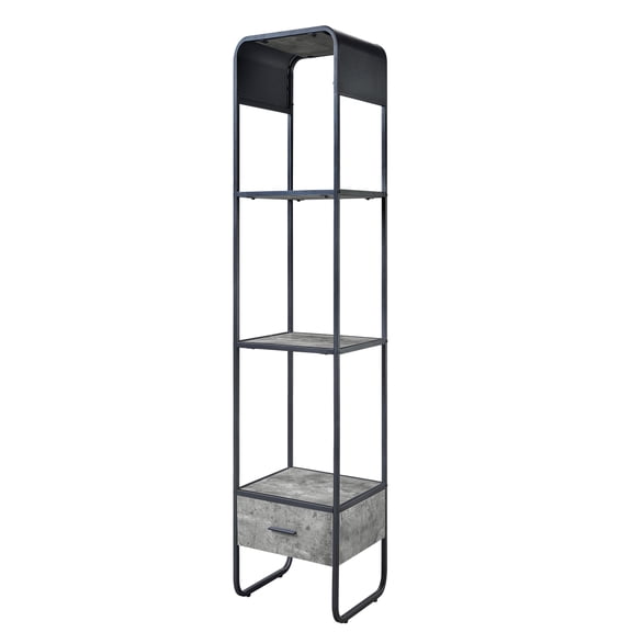 Newboti Furniture Concrete Grey and Black 2-shelf Side Pier with 1 Drawer BN.7754