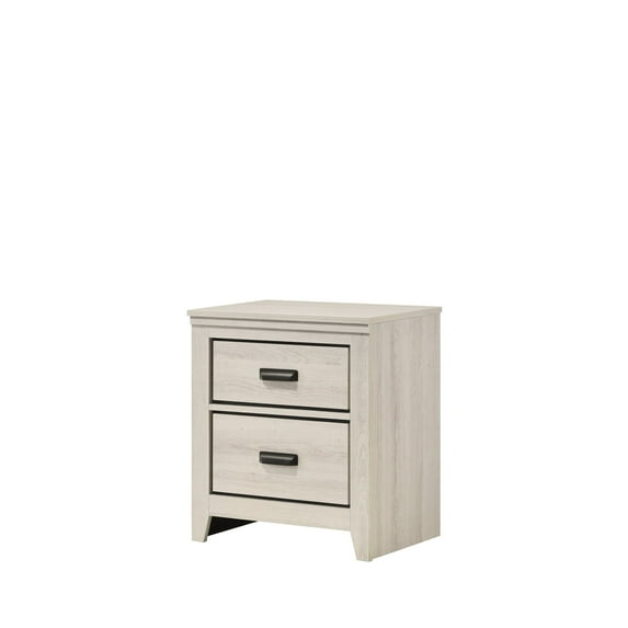 Newboti Furniture Contemporary 2-Drawer Nightstand End Table Beige White Finish Two Storage Drawers Bedroom Furniture 04787