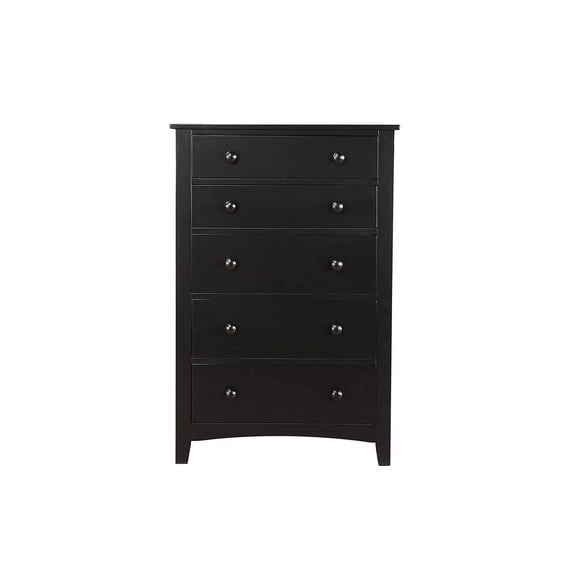 Newboti Furniture Contemporary Black Finish 1Pc Chest Of Drawers Plywood Pine Veneer Bedroom Furniture 5 Drawers Tall Chest D-AH