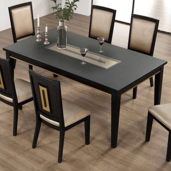 Newboti Furniture Contemporary Espresso Dining Table Mirror Insert 1pc Rectangle Table Kitchen Dining Room Furniture BN.2309