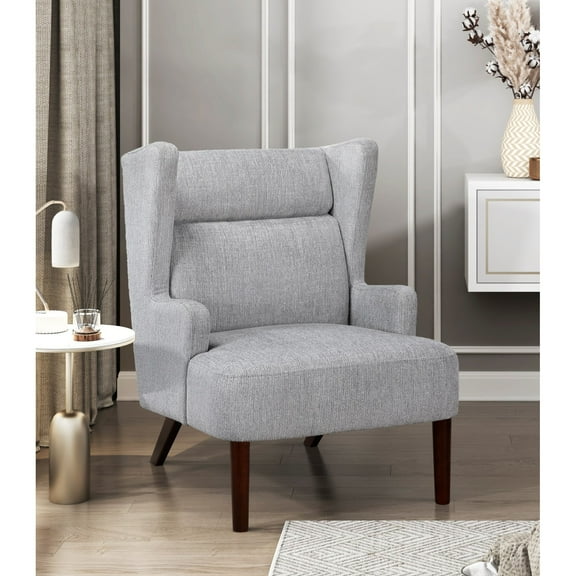Newboti Furniture Contemporary Grey Wingback Accent Chair Chenille Upholstery Plywood Frame Living Room Furniture 1pc 21729