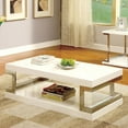 thumbnail image 1 of Newboti Furniture Contemporary Style White 1Pc Coffee Table Bottom Shelf High Gloss Lacquer Coating Chrome Frame Accents Living Room Furniture 0102, 1 of 13