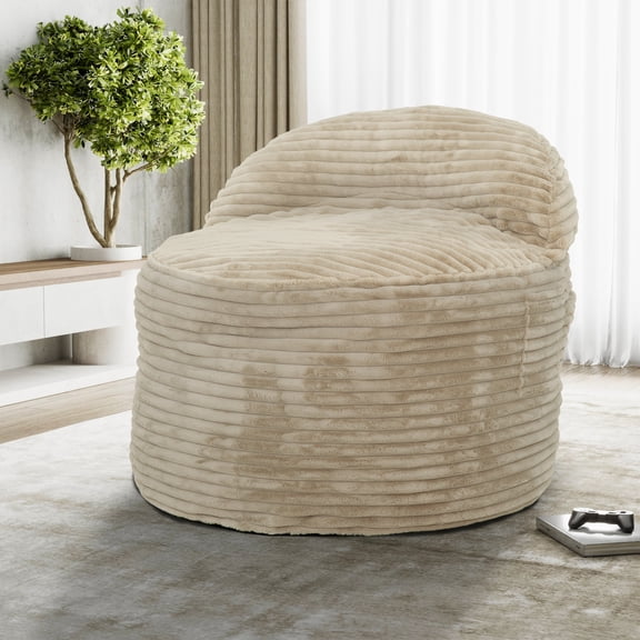 Newboti Furniture Convertible Memory Foam Bean Bag Chair, 2-in-1 Sofa Chair, Beige BN.2035