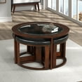 thumbnail image 1 of Newboti Furniture Cylina Solid Wood Glass Top Round Table Set, Coffee Table with 4 Stools 75237, 1 of 7