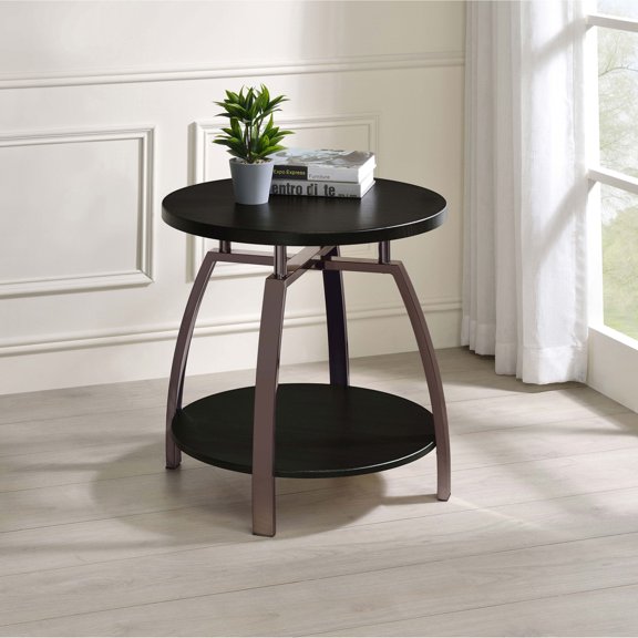 Newboti Furniture Dark Grey and Black Nickel End Table BN.7038
