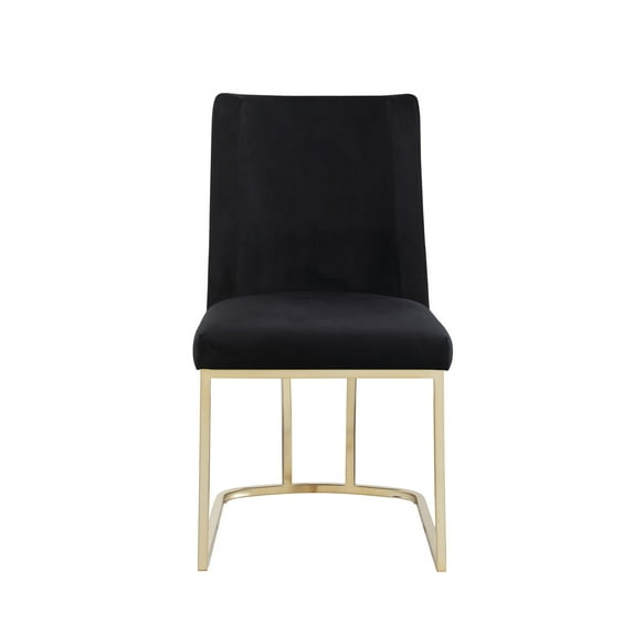 Newboti Furniture Dining Chairs, Velvet Upolstered Side Chair, Gold Metal Legs (Set of 2) - Black 94061