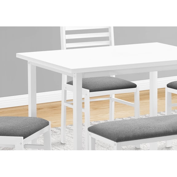 Newboti Furniture Dining Set, 5pcs Set, 40" Rectangular, Kitchen, Small, White Metal And Laminate, Grey Fabric, Contemporary, Modern 63532