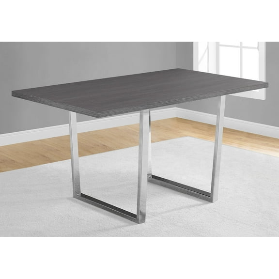Newboti Furniture Dining Table, 60" Rectangular, Kitchen, Dining Room, Grey Laminate, Chrome Metal, Contemporary, Modern 44876