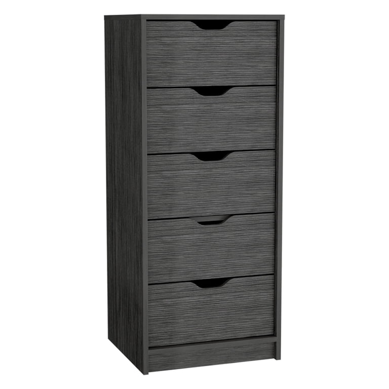 Newboti Furniture Dresser 42H" 5 Drawers Narrow Dresser, Slim Storage Chest  of Drawers, Bedroom, Smokey Oak 44387