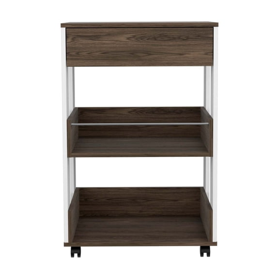 Newboti Furniture Dundee Kitchen Cart, One Drawer, Two Open Shelves 47937