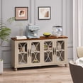 thumbnail image 1 of Newboti Furniture Elegant European Antique Style 4-Door Cabinet with Tempered Glass Doors,for Dining Room,Living Room,Hallway,Easy Assembly,Beige 60523, 1 of 1