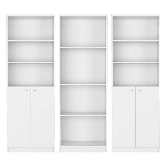 Newboti Furniture Emery 3 Piece Living Room Set with 3 Bookcases, White 40884