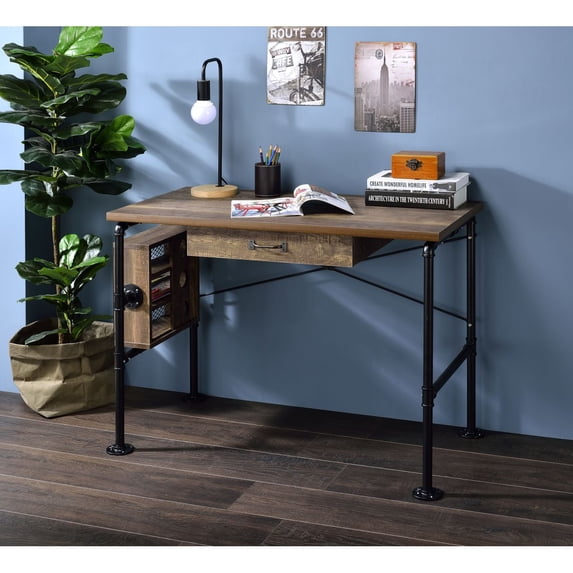Newboti Furniture Endang Weathered Oak & Black Finish Writing Desk BN.0683
