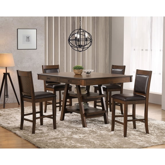 Newboti Furniture Ferrara Brown and Walnut 5-piece Counter Height Dining Set BN.5302