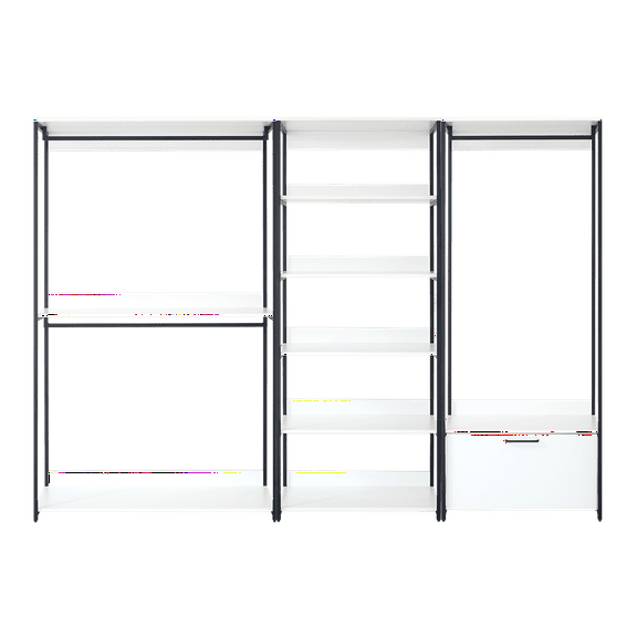 Newboti Furniture Fiona White Freestanding Walk in Wood Closet System with Metal Frame 17244
