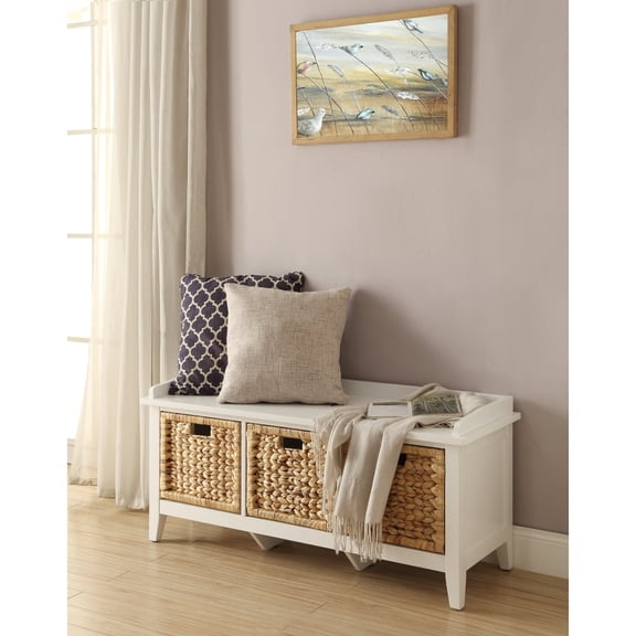 Newboti Furniture Flavius Rattan & White Finish Bench W/Storage BN.7685