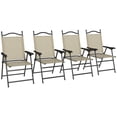 thumbnail image 1 of Newboti Furniture Folding Patio Chairs, Set of 4 Sports Chairs for Adults, Camping Chairs with Armrests, Breathable Mesh Fabric Seat for Lawn, Beige BN.0523, 1 of 9