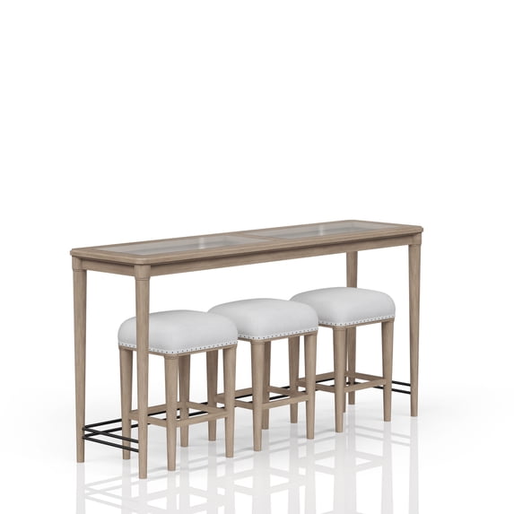Newboti Furniture Frosted Glass Console Table With 3 Stools 1829