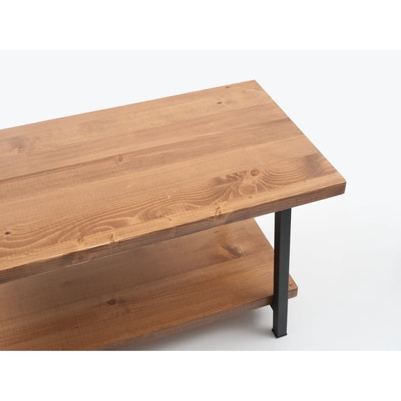 Newboti Furniture Furnish Home Store London 39" Solid Wood Rustic Coffee Cocktail Table for Living Rooms with Shelf 12744