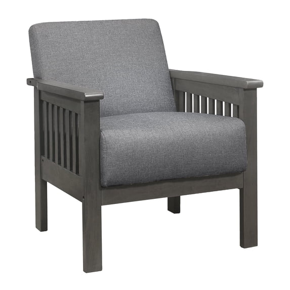 Newboti Furniture Gray Accent Chair 1pc Solid Wood Mission Arm Cushion Back Classic Living Room Furniture Antique Gray Wooden 06545