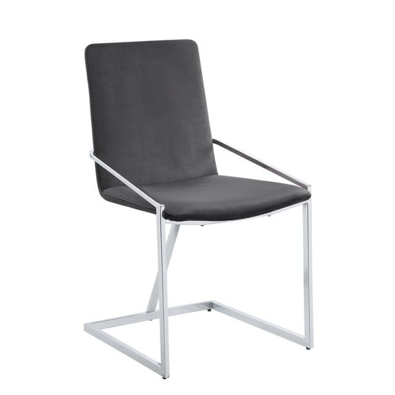 Newboti Furniture Grey And Chrome Side Chair With Metal Base (Set Of 2) 0929