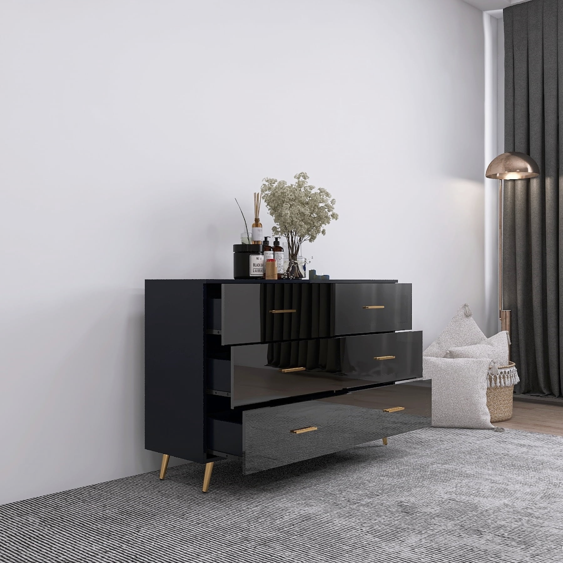 Black High Gloss Drawer Chest