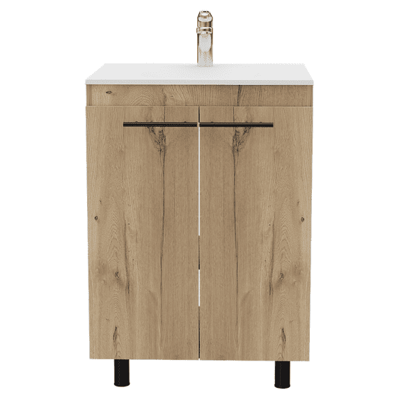 Newboti Furniture Khari 24" Floor Cabinet, Double Door, Two Shelves -Light Oak 32001