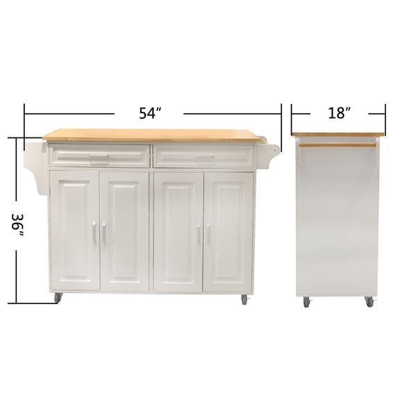 Newboti Furniture Kitchen Island & Kitchen Cart, Mobile Kitchen Island, Rubber Wood Top, Big & Adjustable Shelf Inside Cabinet for Different Utensils, Luxury Design Fits Party at Different Site. 11966