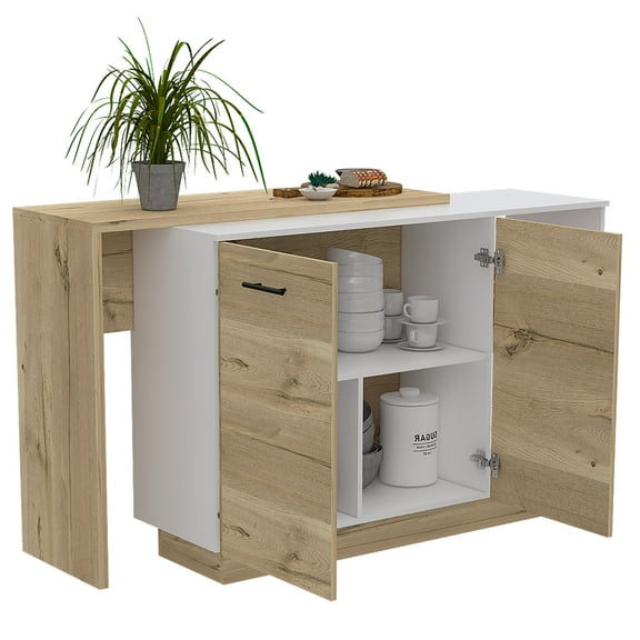 Newboti Furniture Kitchen Island Ohio, Kitchen, White / Light Oak 41560