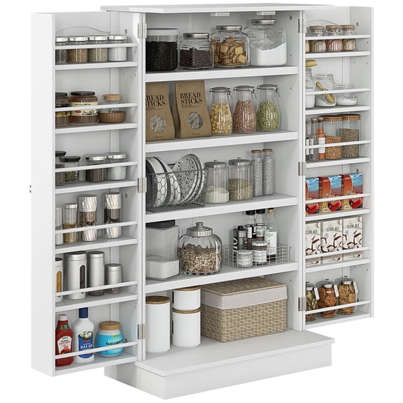 Newboti Furniture Kitchen Pantry Storage Cabinet w/ 5-tier Shelving, 12 Spice Racks BN.7058